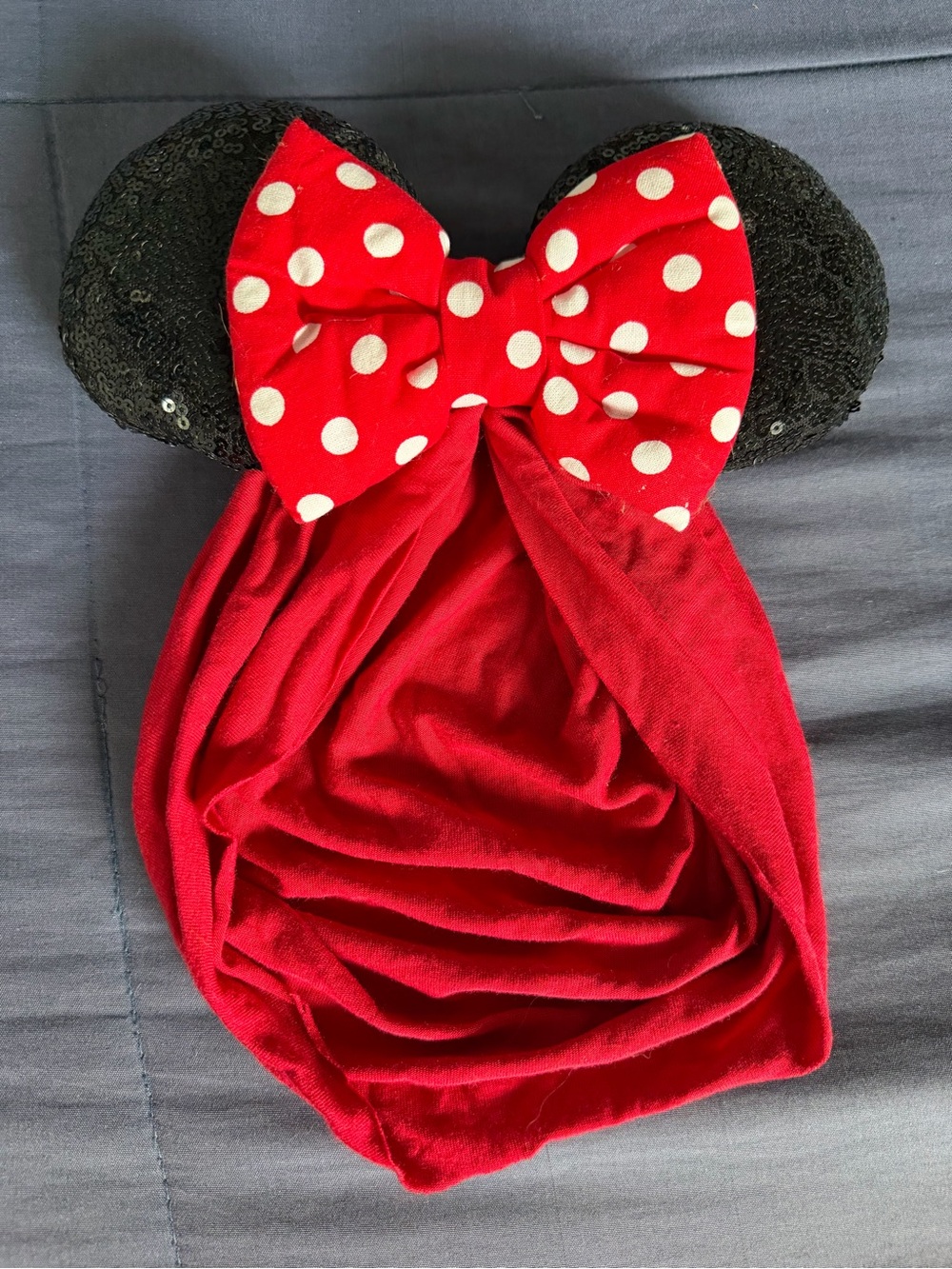 Youth Girl Red Polka Dot Bow Minnie Ear Headband